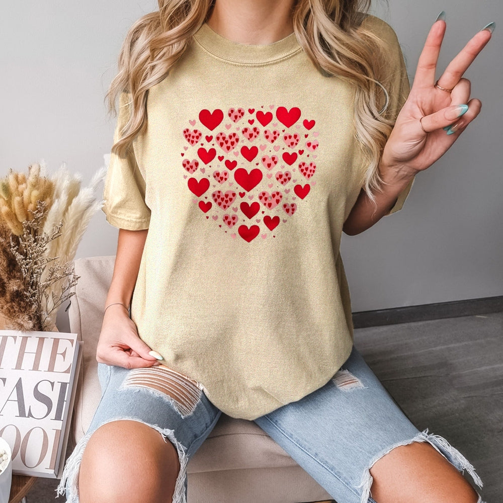 Women Valentine's Day Love Red Heart Print Graphic T-shirt