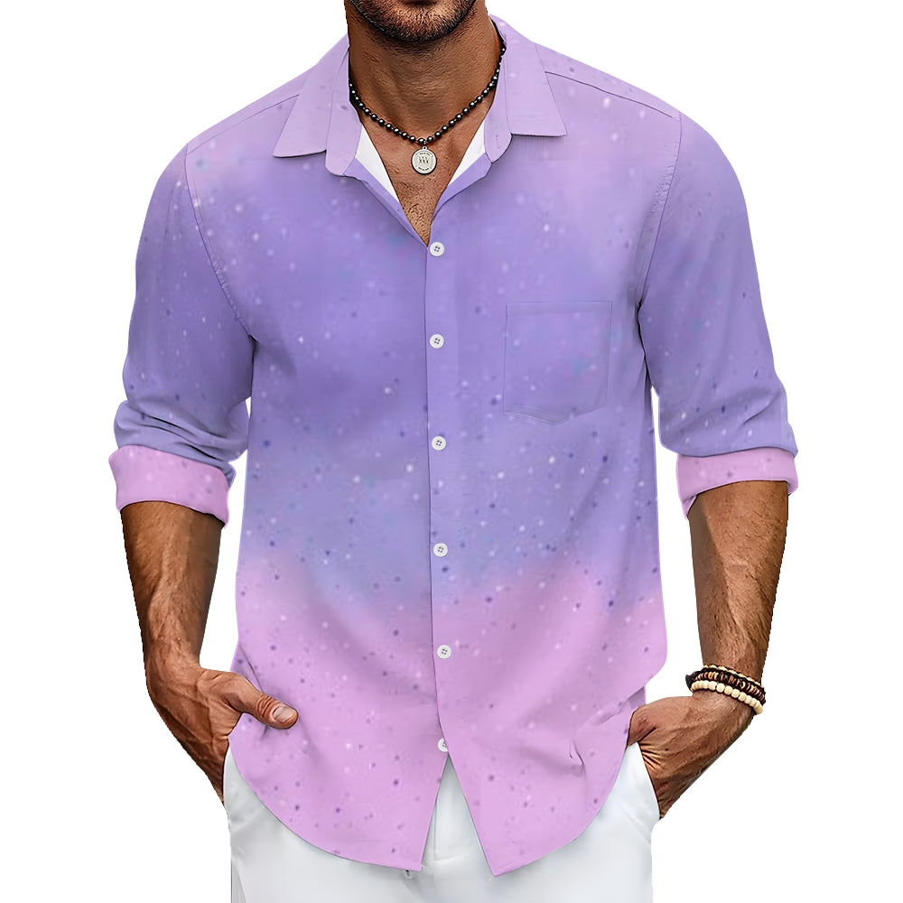 Mens Light Purple Ombre Long Sleeve Shirt