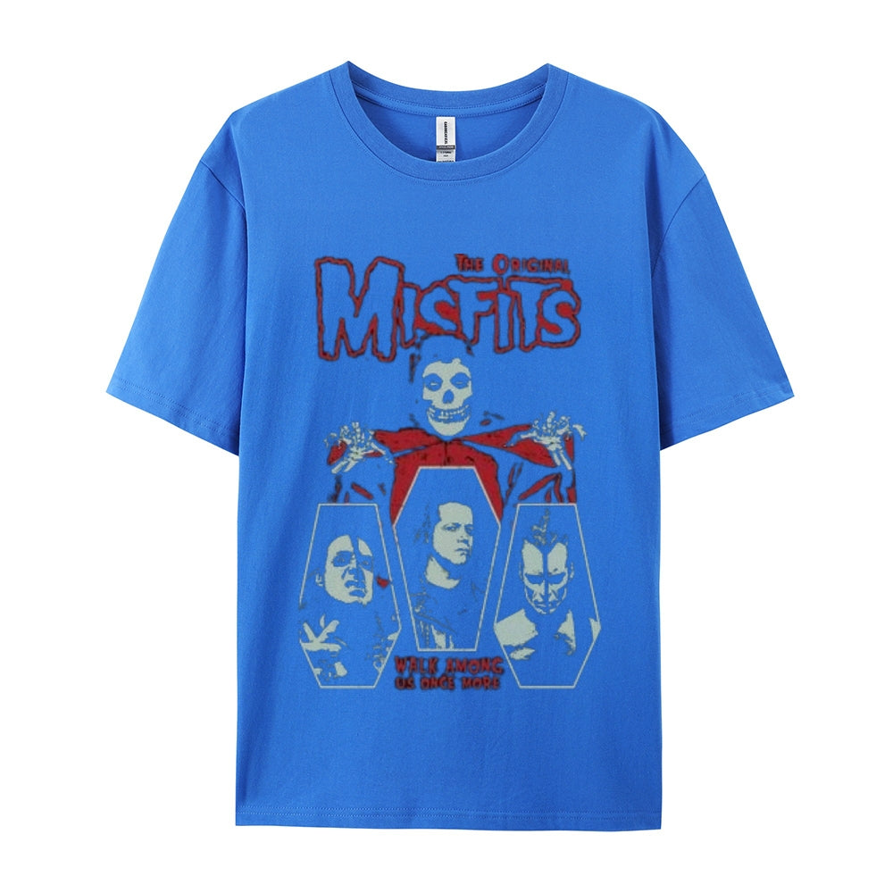 Mens Vintage The Misfits Rock Band Print Cotton Short Sleeve Casual Graphic T-shirt