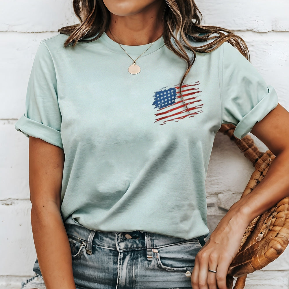 Women Flag Independence Day Stars Stripes Graphic T-shirt