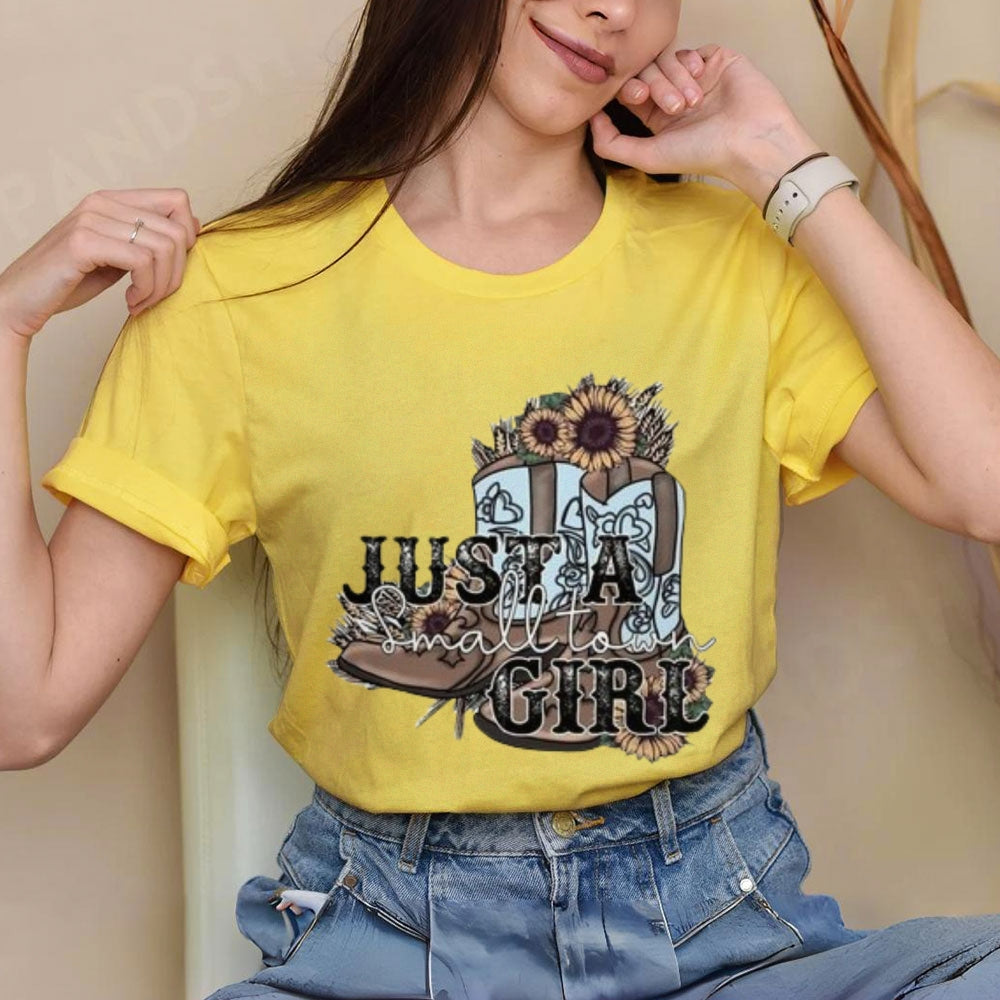 Women Western Cowboy Style Print Graphic T-shirt