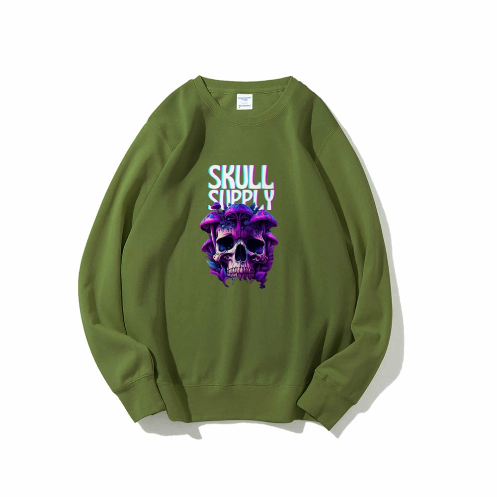 Mens Halloween Skull Supply Graphic Sweatshirts