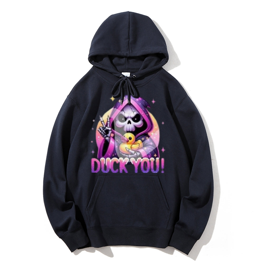 Women Cute Duck with Skull Graphic Hoodies