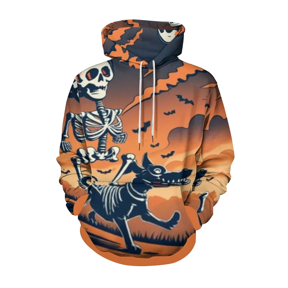 Mens Halloween Skeleton with Dog 3D Print Hoodies