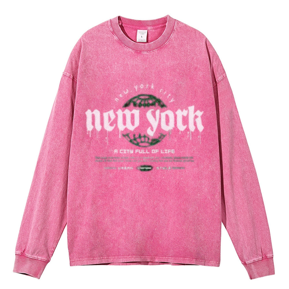 Oversized Vintage Washed New York City Graphic Sweatshirt