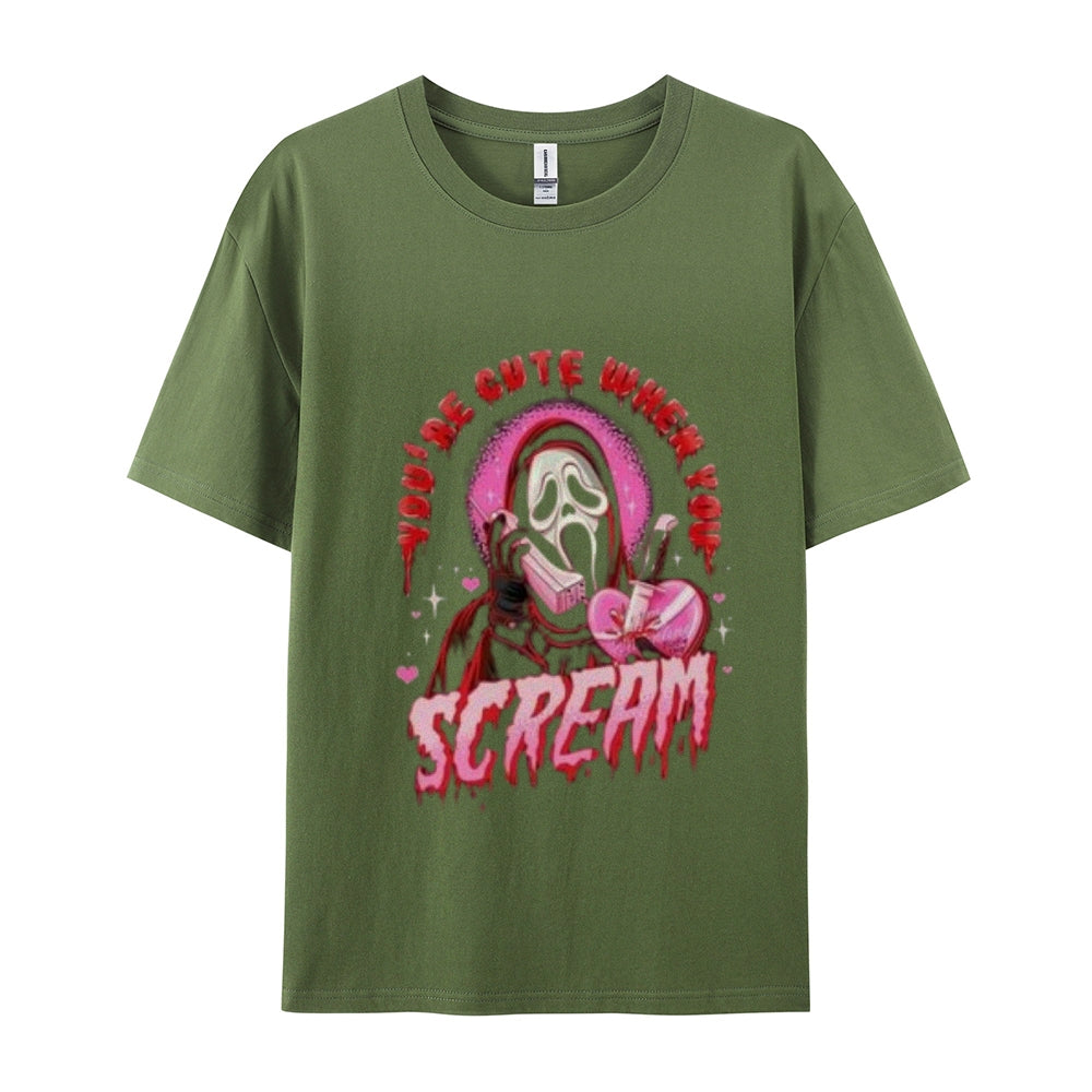 Mens Cute Scream Skull Graphic Tee