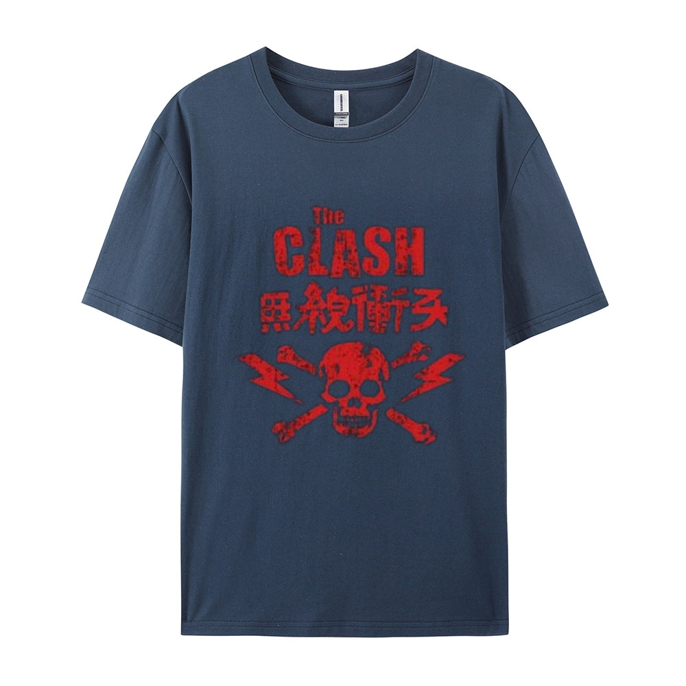 Mens Vintage The Clash Rock Band Print Cotton Short Sleeve Casual T-shirt