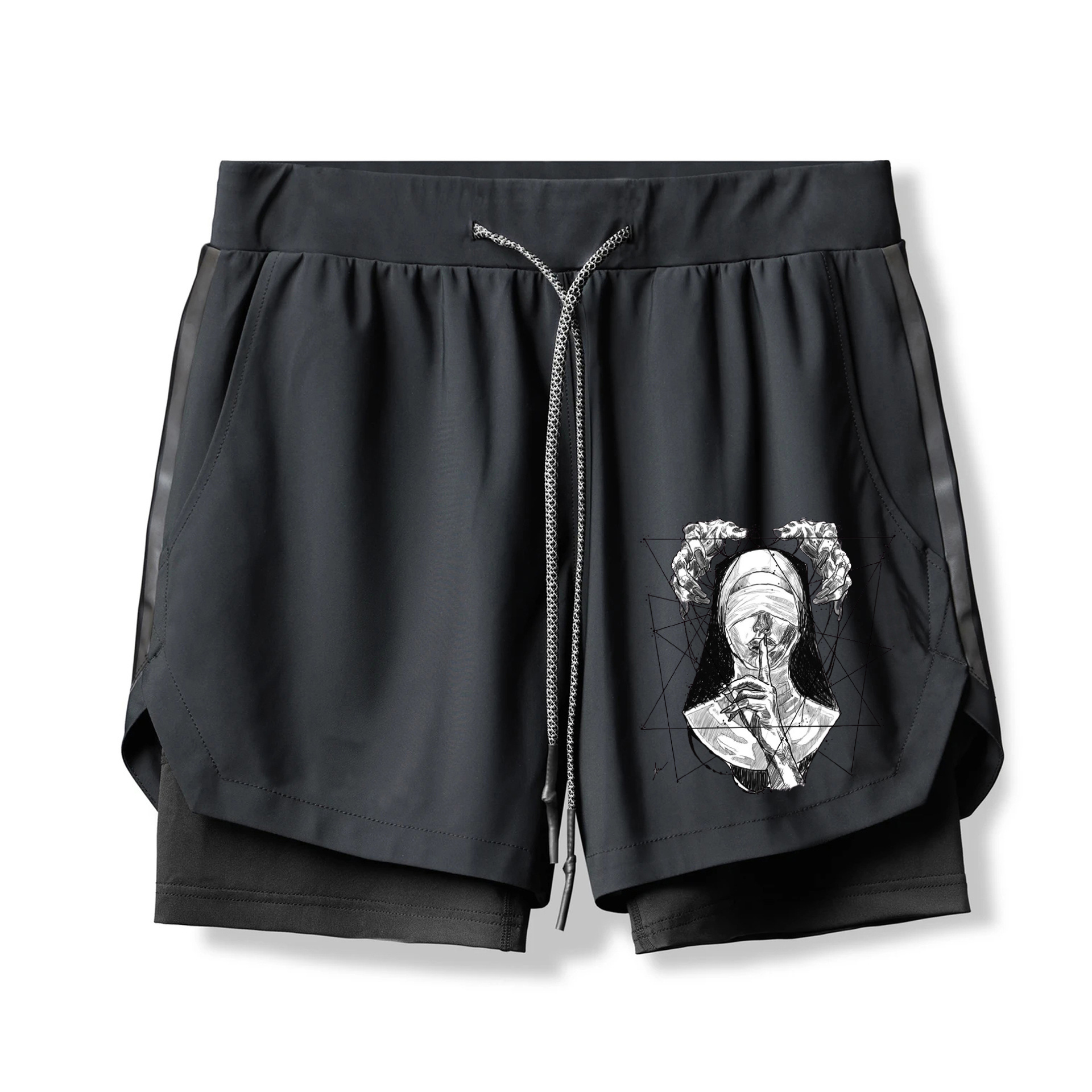 Power of Nun Print 2 In 1 Gym Shorts for Men