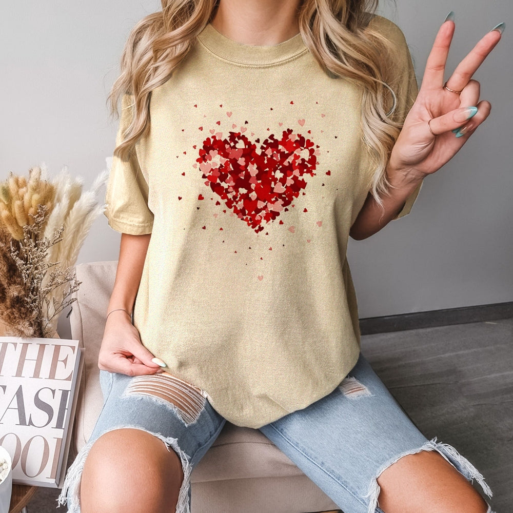 Women Valentine's Day Love Red Heart Print Graphic T-shirt