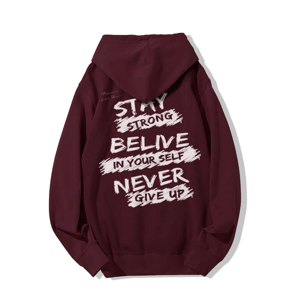 Mens Spirit Letter Graphic Pullover Hoodies