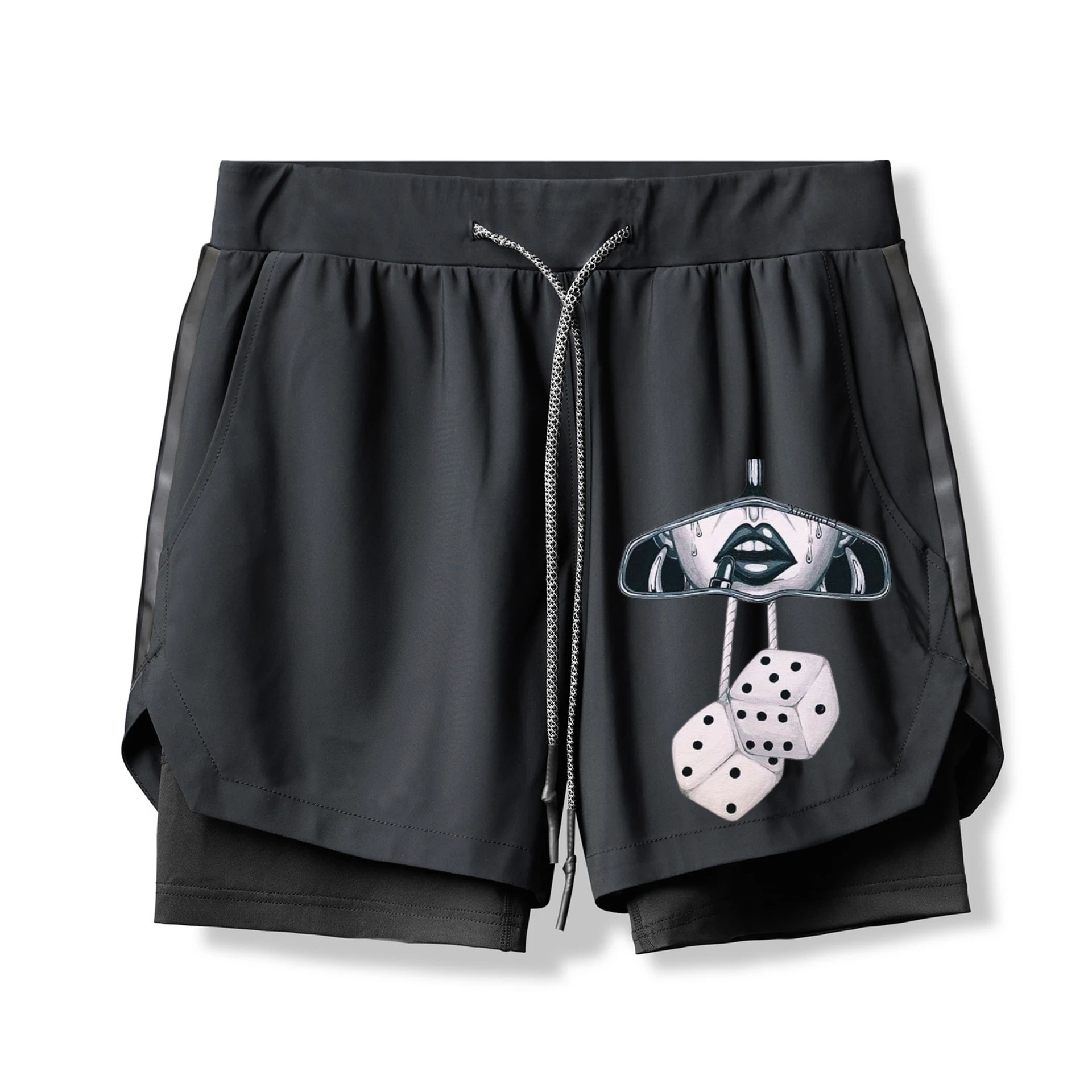 Dice Print 2 In 1 Gym Shorts for Men