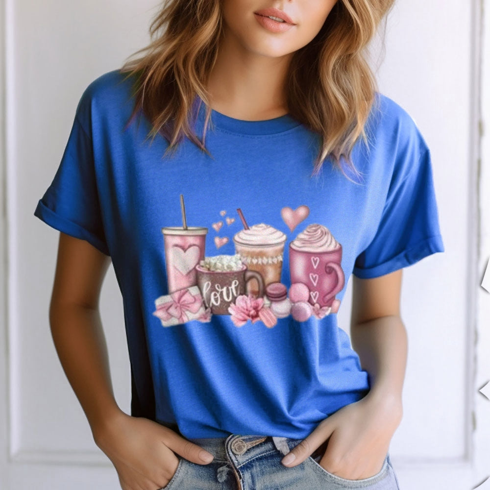 Women Coffee Is My Valentine's Day Print Graphic T-shirt