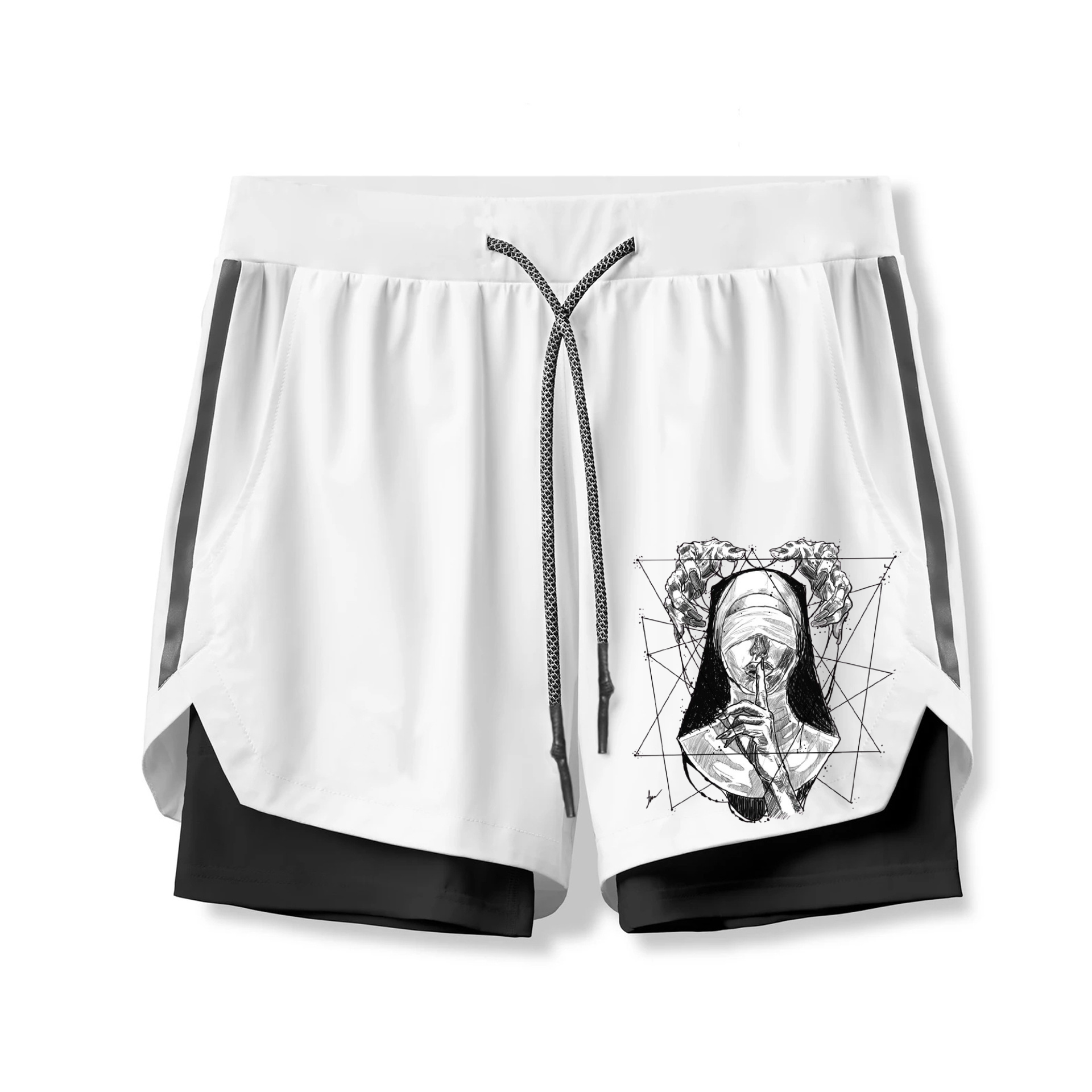 Power of Nun Print 2 In 1 Gym Shorts for Men