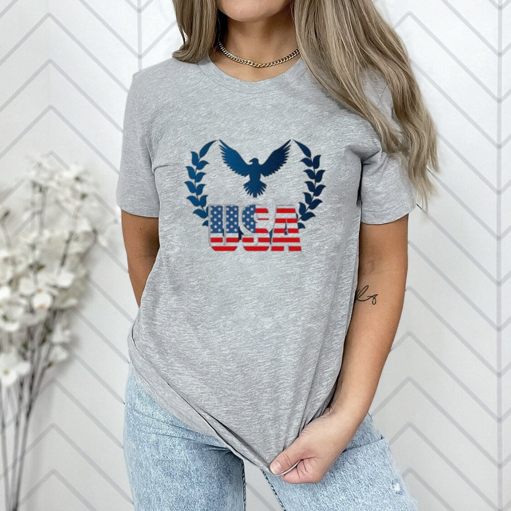 Women Eagle Flag Print T-shirt