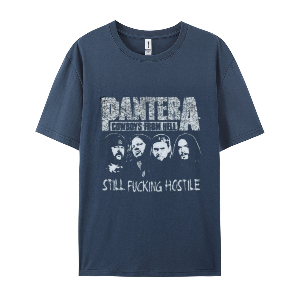 Mens Vintage The Pantera Rock Band Print Cotton Short Sleeve Casual Graphic T-shirt