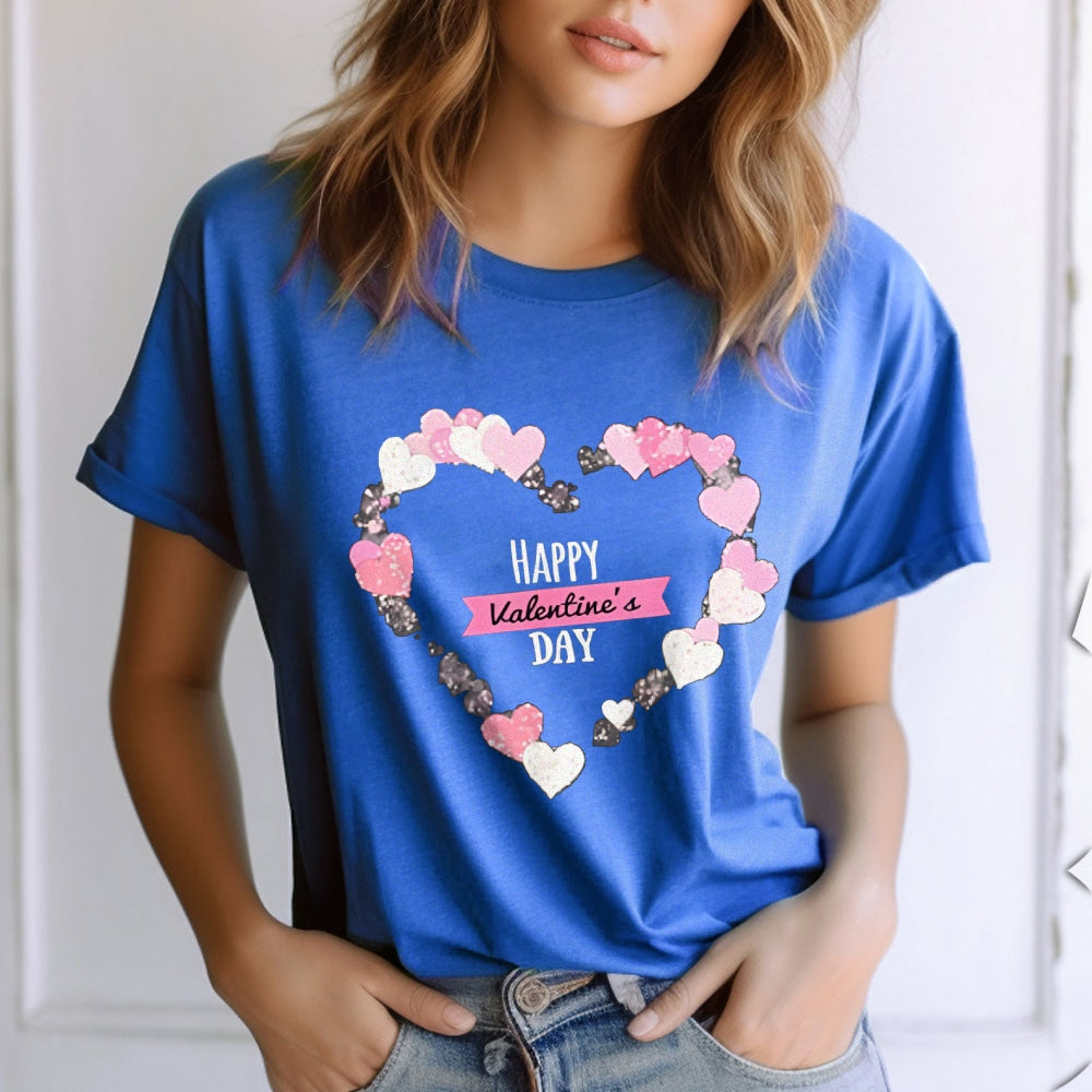 Women Happy Valentine's Day Print Graphic T-shirt