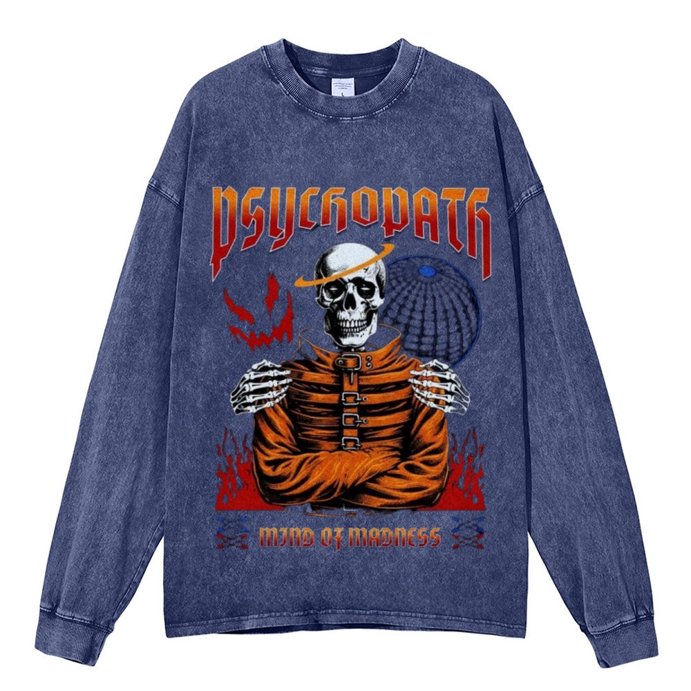 Oversized Vintage Washed MIND OF MADNESS Skull Graphic Sweatshirt