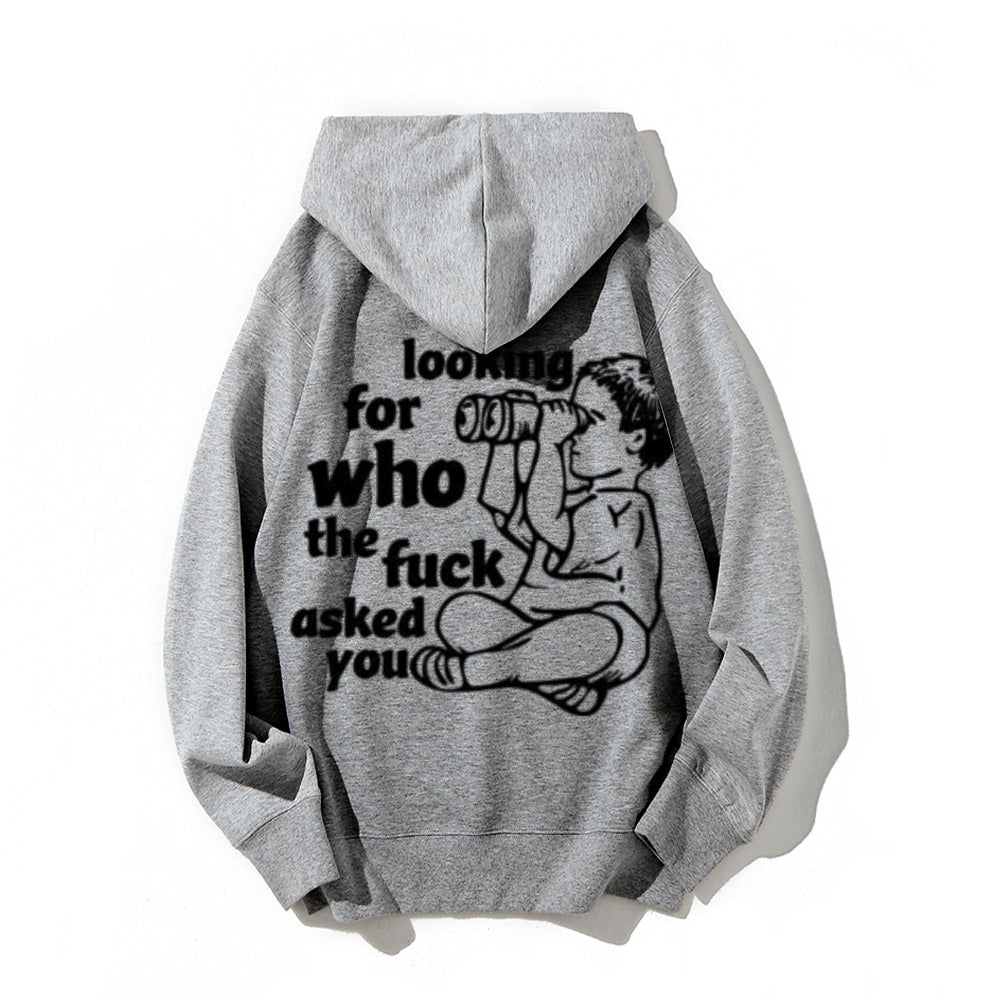 Funny Letter Graphic Pullover With Kangaroo Pocket Hoodies