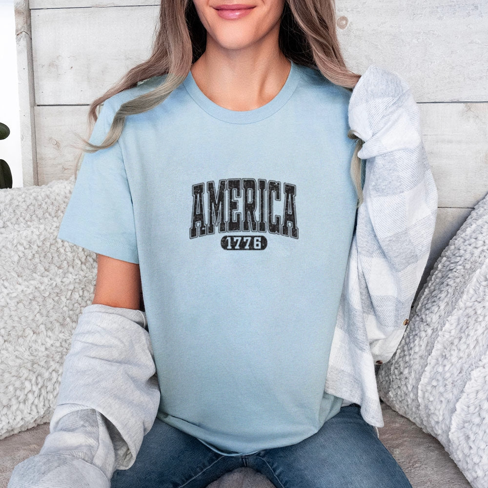 Women America 1776 Letter Print T-shirt