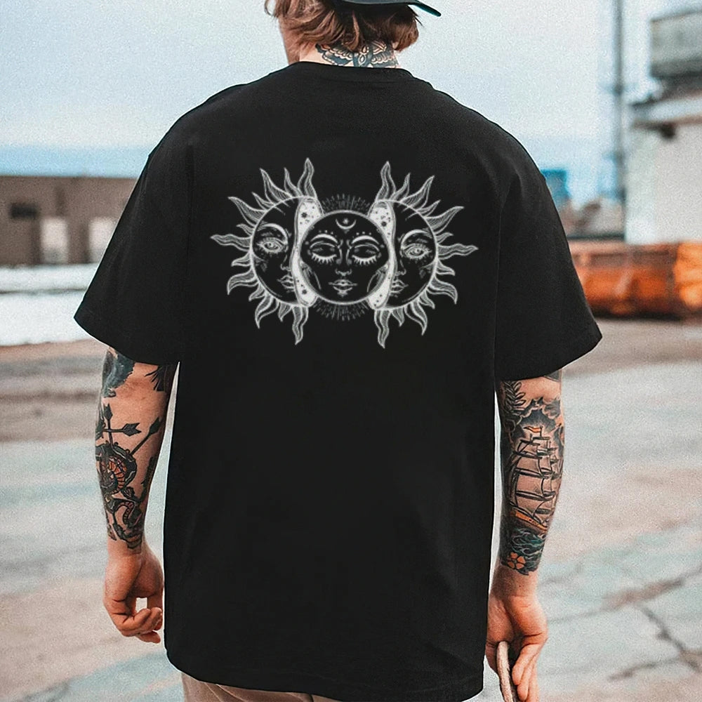 Mens Vintage Sun and Moon Graphic Tee