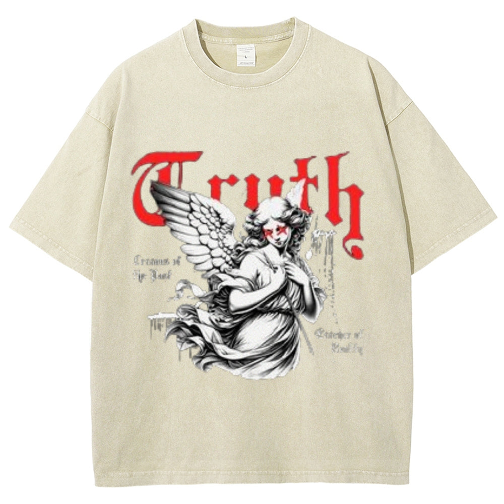 Women Washed Vintage Truth Graphic T-shirt