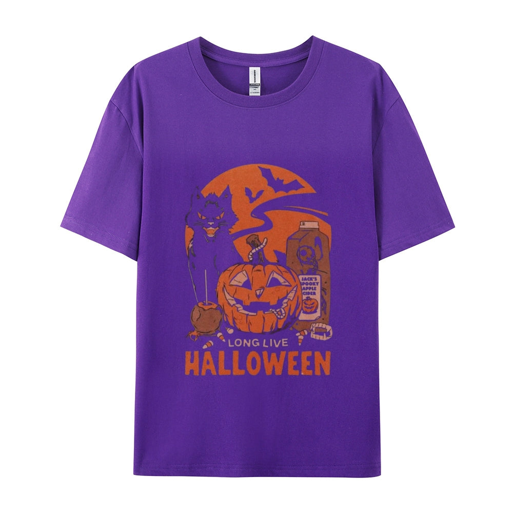 Mens Halloween Pumpkin Cat Graphic Tee