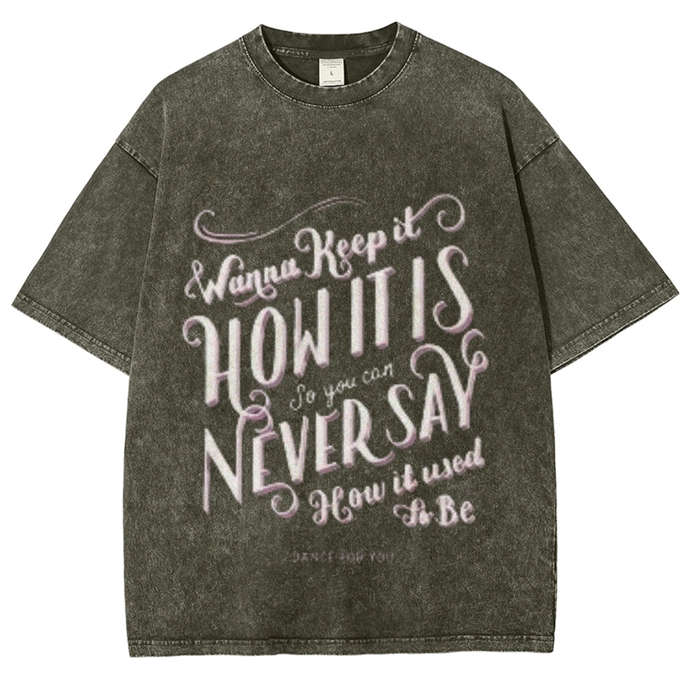 Women Washed Vintage Letter Print Tee