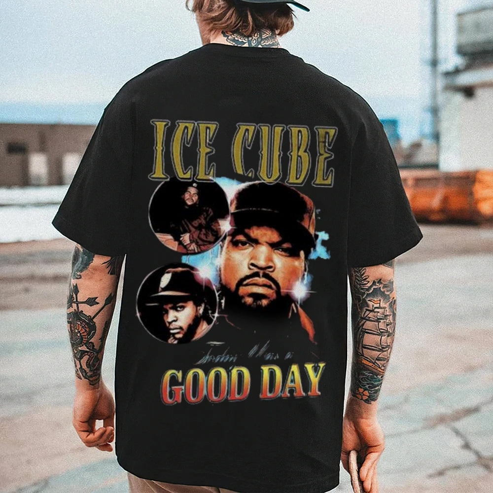 Mens Vintage Ice Cube Darkness Style Print Graphic Tee