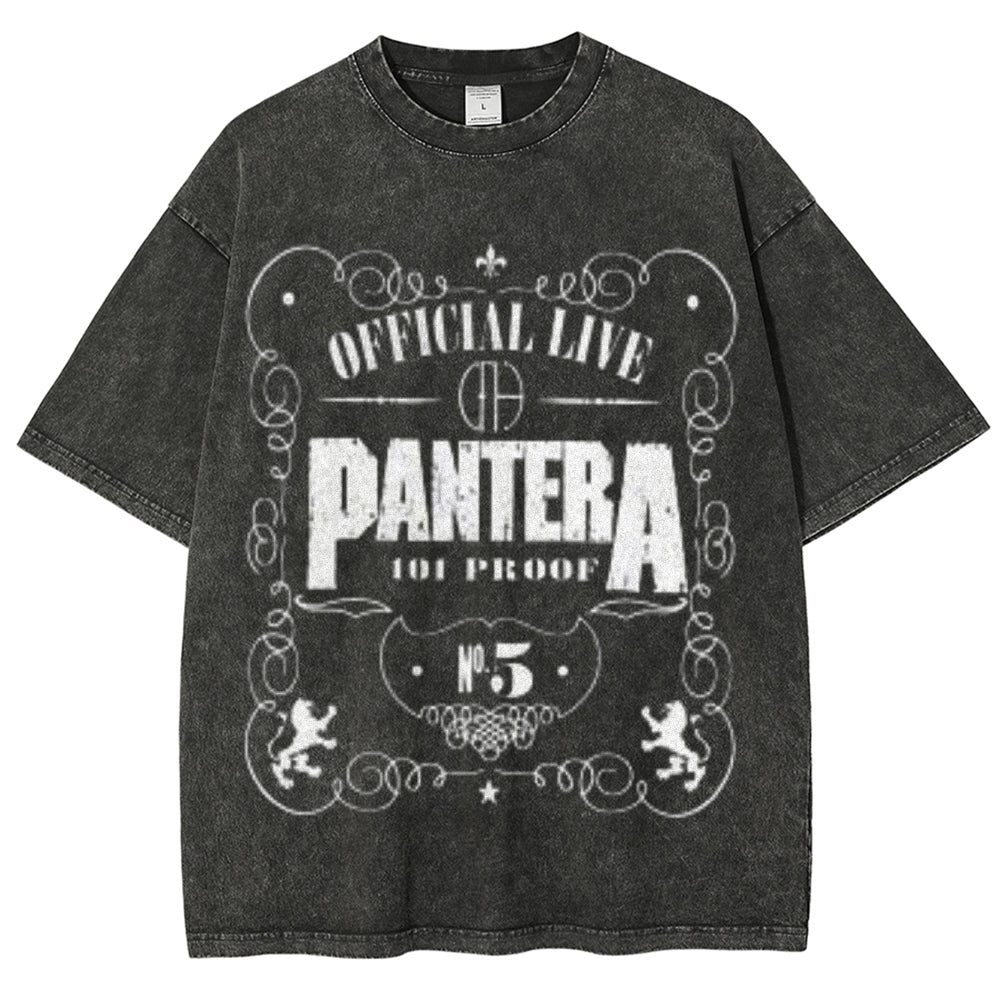 Unisex Vintage The Pantera Rock Band Print Short Sleeve Casual Graphic Washed T-shirt