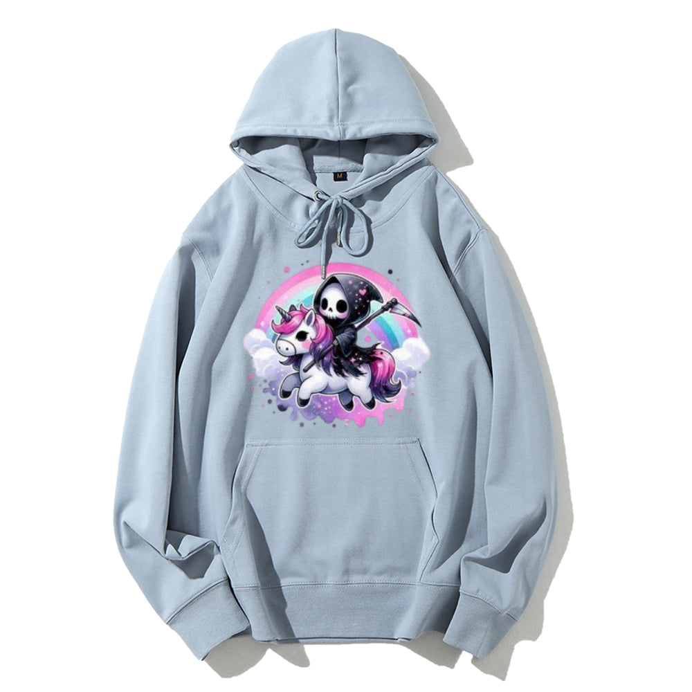 Women Cute Unicorn Skeleton Graphic Hoodies