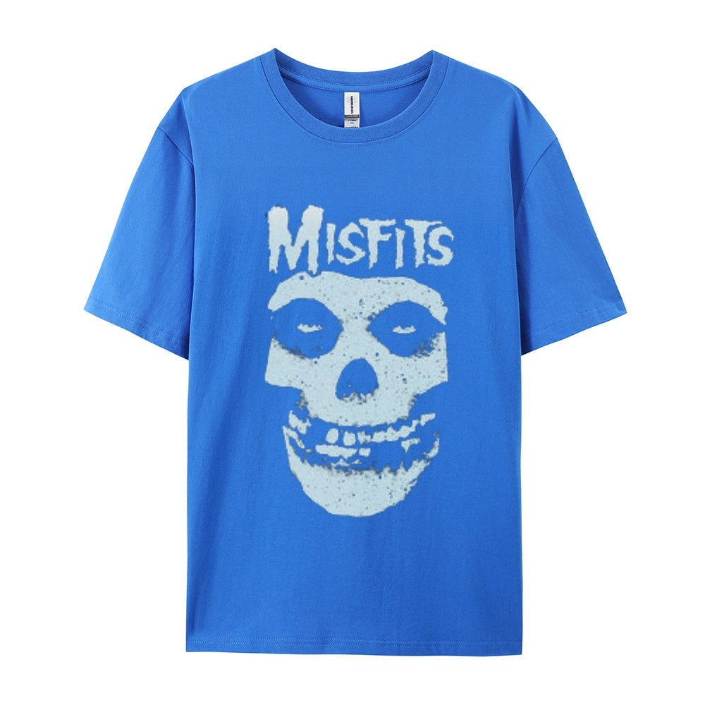 Mens Vintage The Misfits Rock Band Print Cotton Short Sleeve Casual Graphic T-shirt