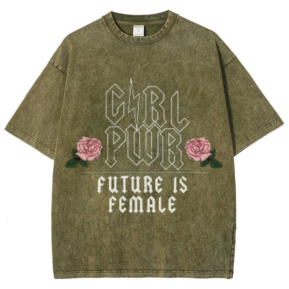 Women Washed Vintage Future Is Female Graphic Tee