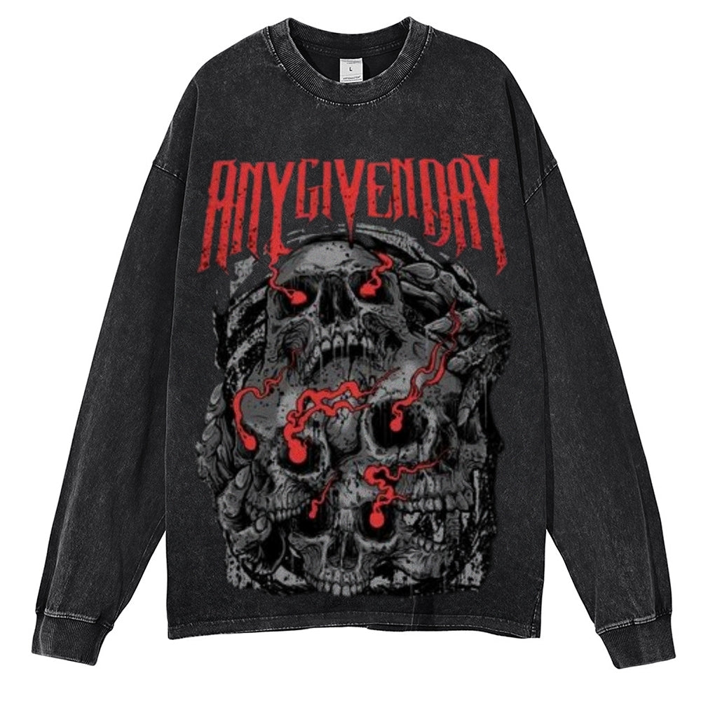 Oversized Vintage Washed Gothic Grunge Graphic Sweatshirt