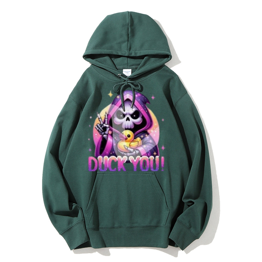 Women Cute Duck with Skull Graphic Hoodies