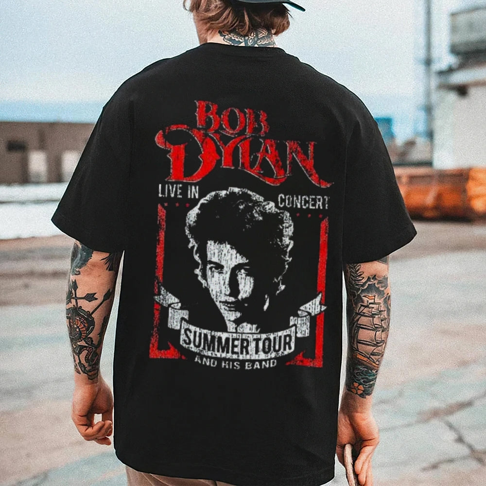 Mens Vintage Bob Dylan Darkness Style Print Graphic Tee