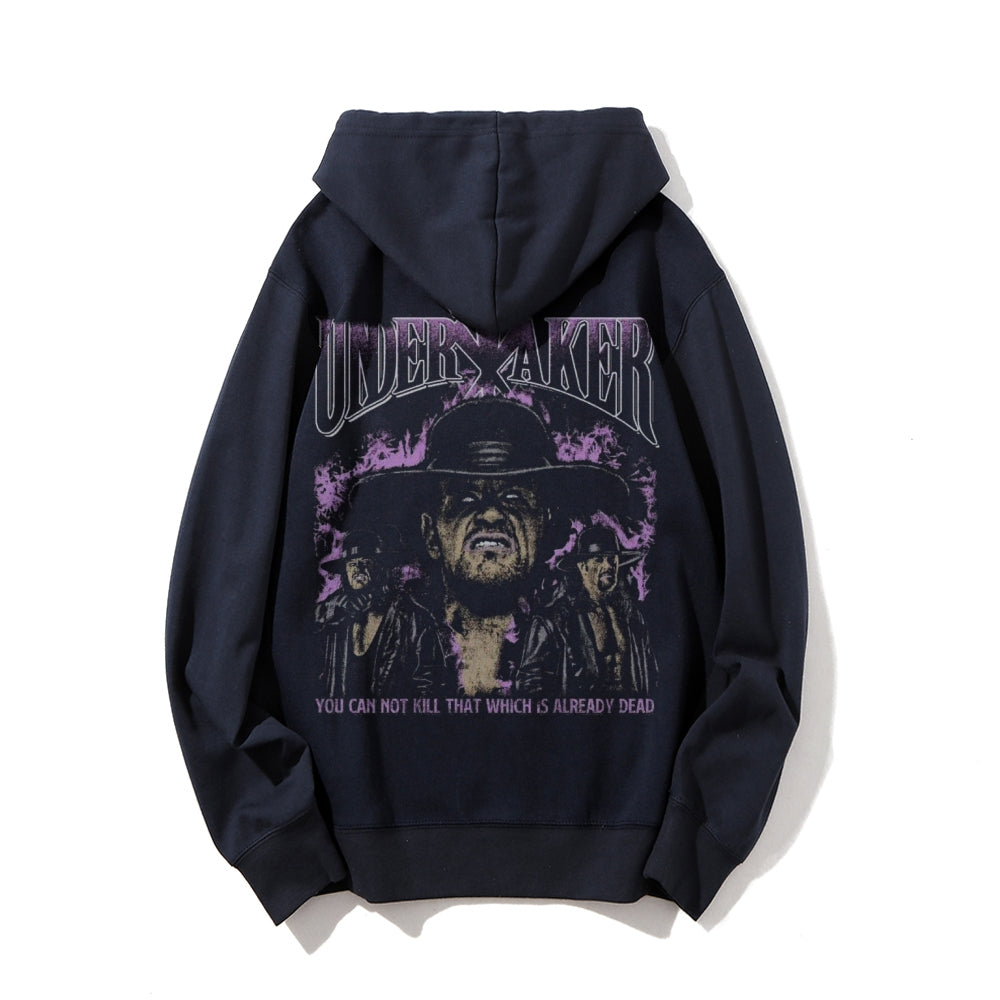 Mens Vintage Undertaker Darkness Style Print Graphic Pullover With Kangaroo Pocket Hoodies