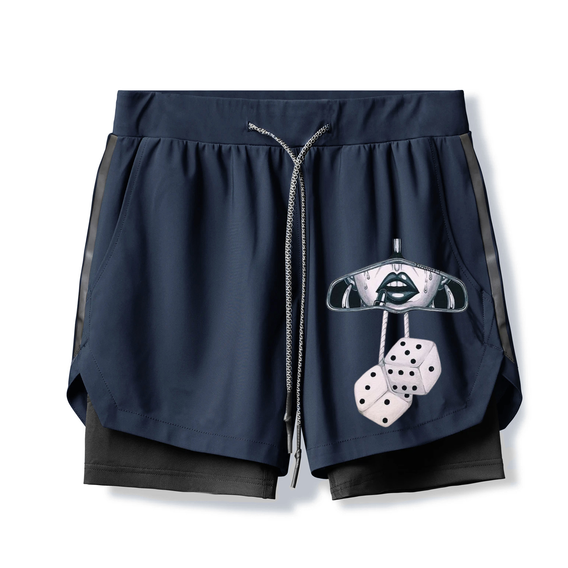 Dice Print 2 In 1 Gym Shorts for Men