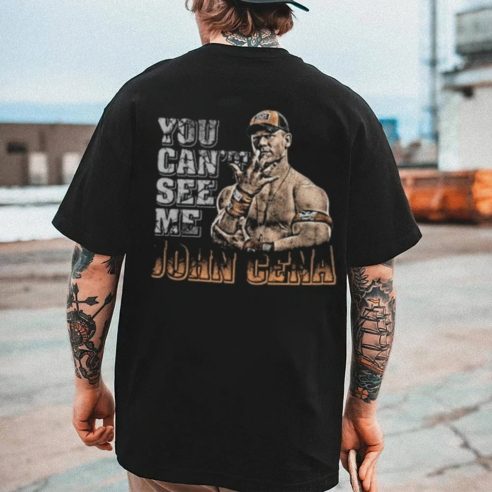 Mens Vintage You Can't See Me Darkness Style Print Graphic Tee