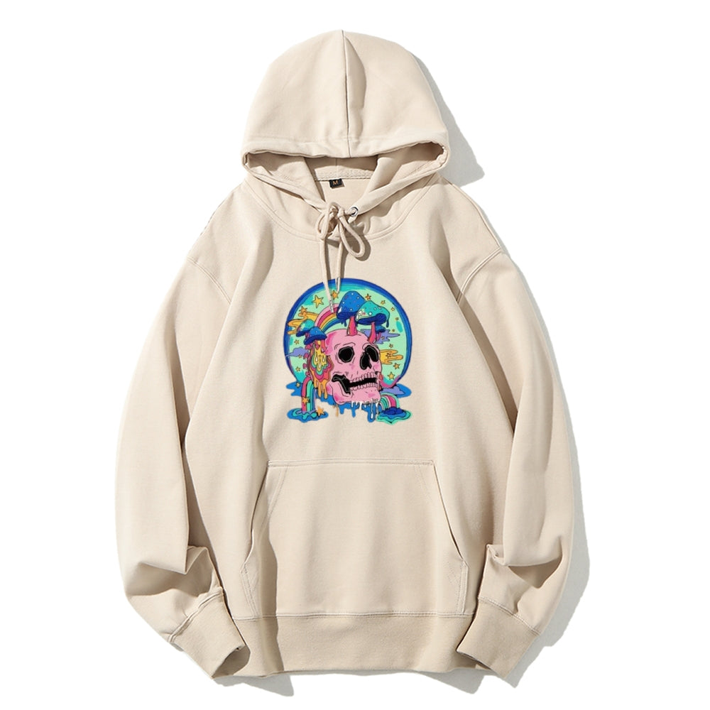 Mens Skull with Magic Mushroom Graphic Hoodies