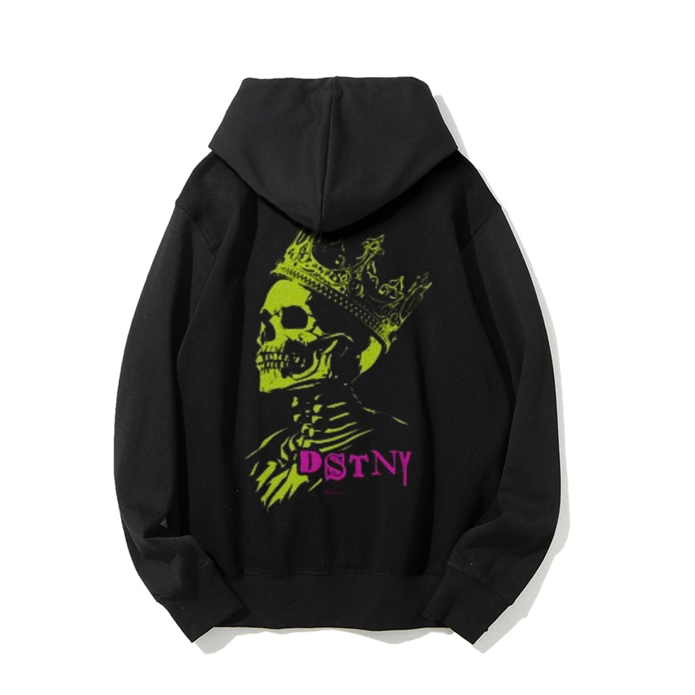 Mens Vintage Dstny Queen Darkness Style Print Graphic Pullover With Kangaroo Pocket Hoodies