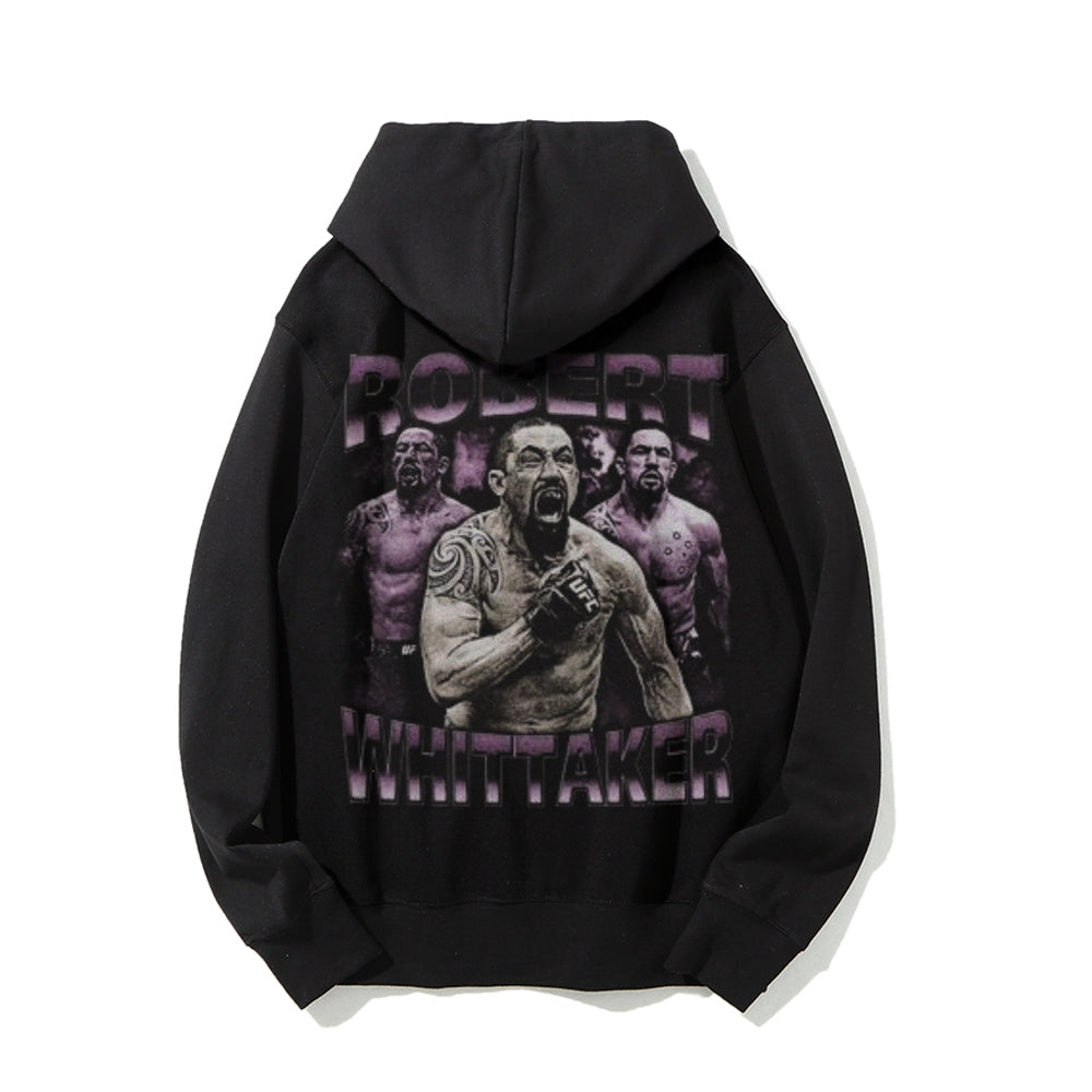 Mens Vintage Robert Whittaker Darkness Style Print Graphic Pullover With Kangaroo Pocket Hoodies