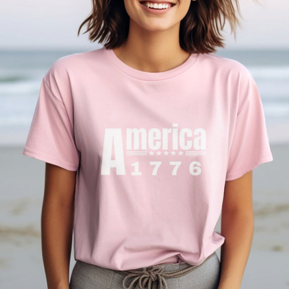 Women America 1776 Star Print T-shirt