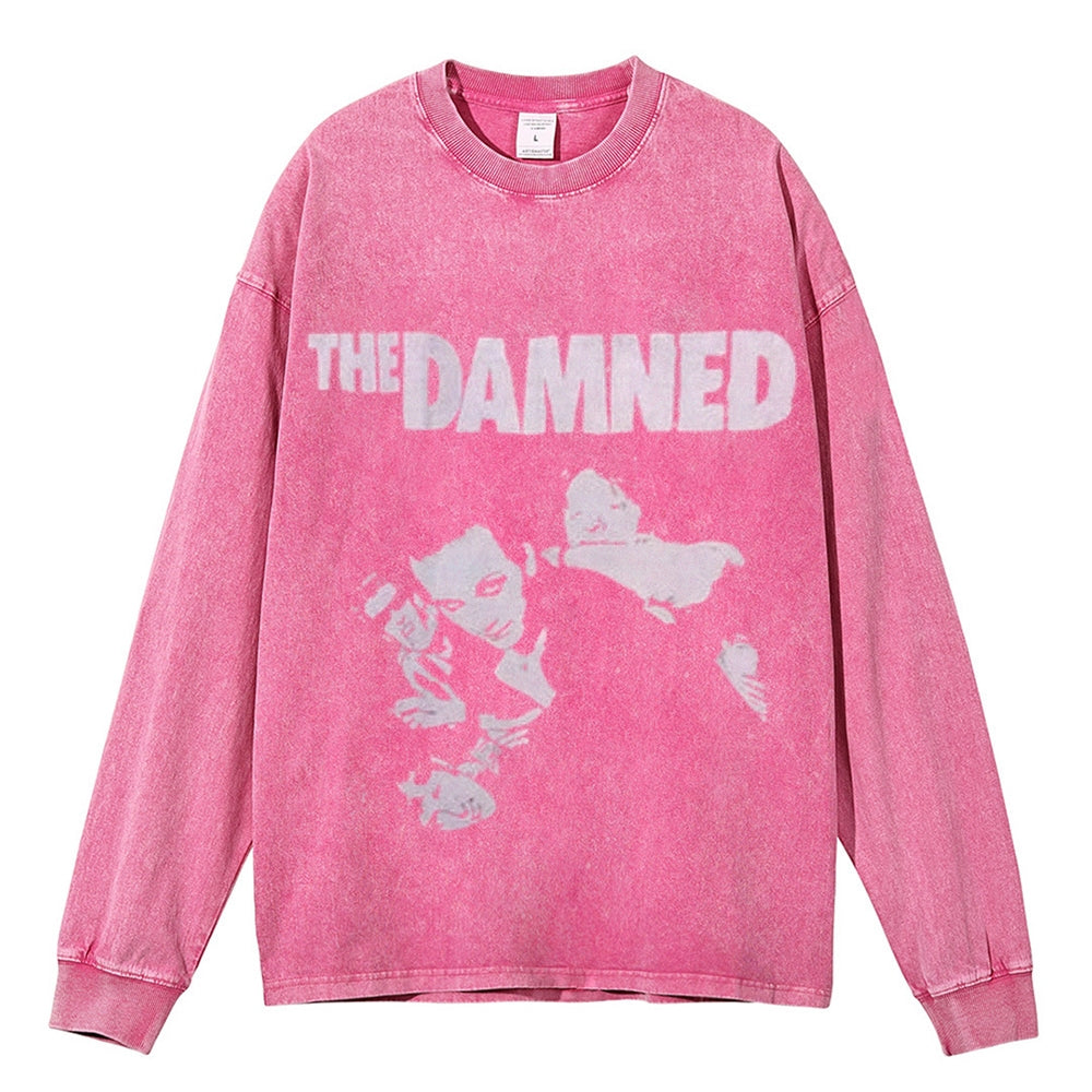 Oversized Vintage Washed The Damned Gothic Graphic Sweatshirt