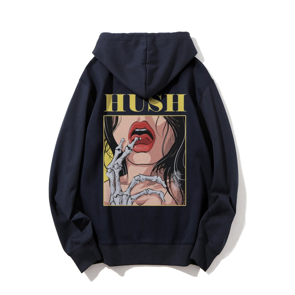 Mens Hush Finger Skull Graphic Hoodies