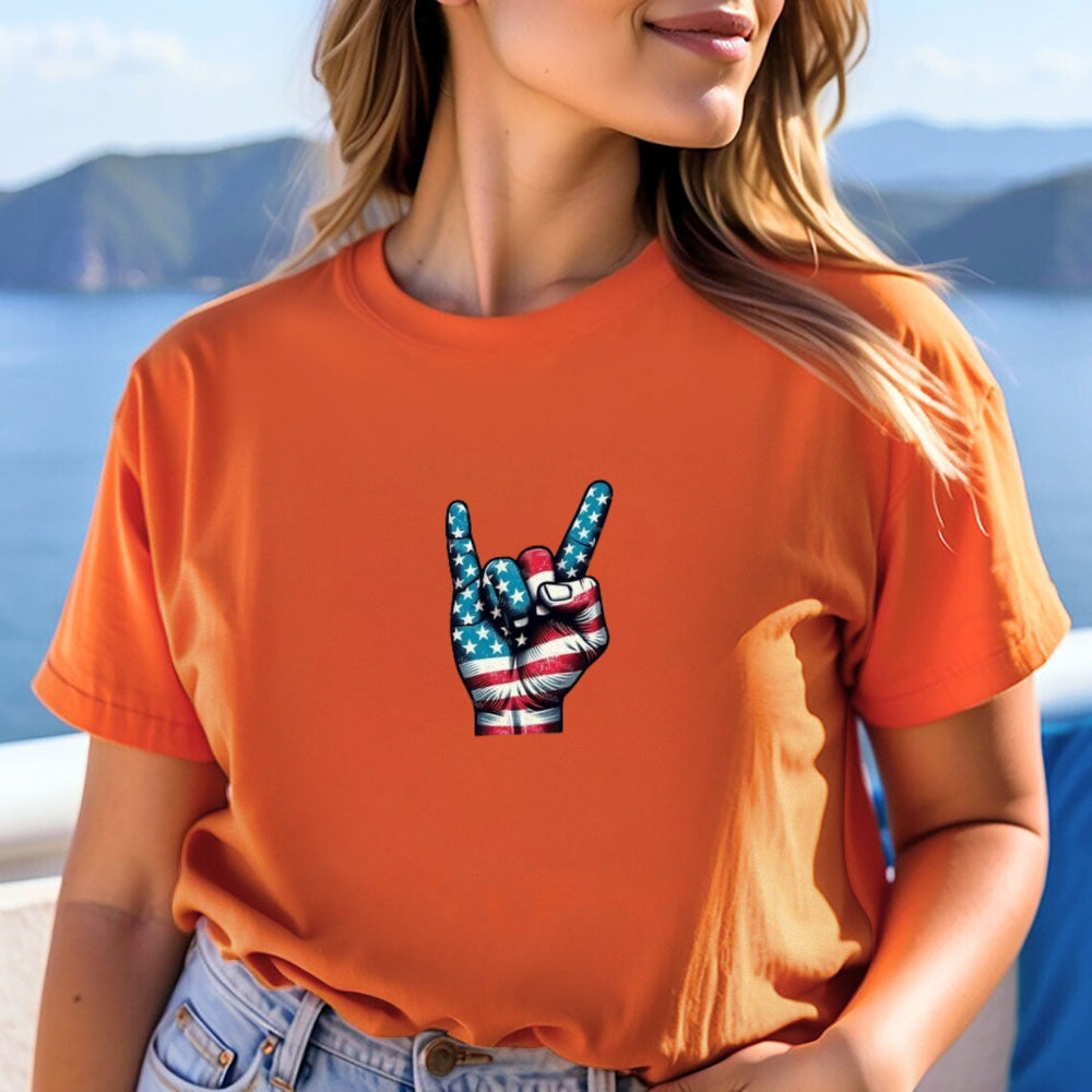 Women Independence Day Victory Flag Print T-shirt