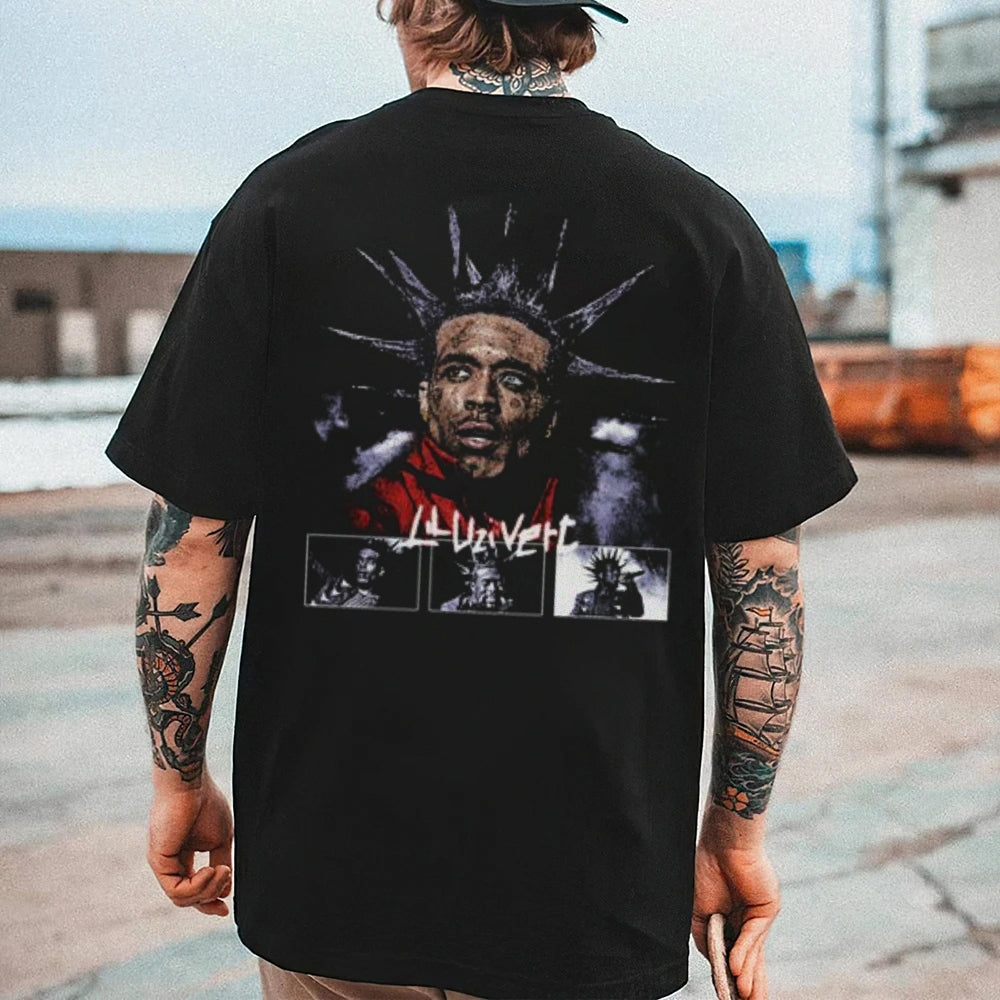 Mens Vintage Lil Uzi Darkness Style Print Graphic Tee