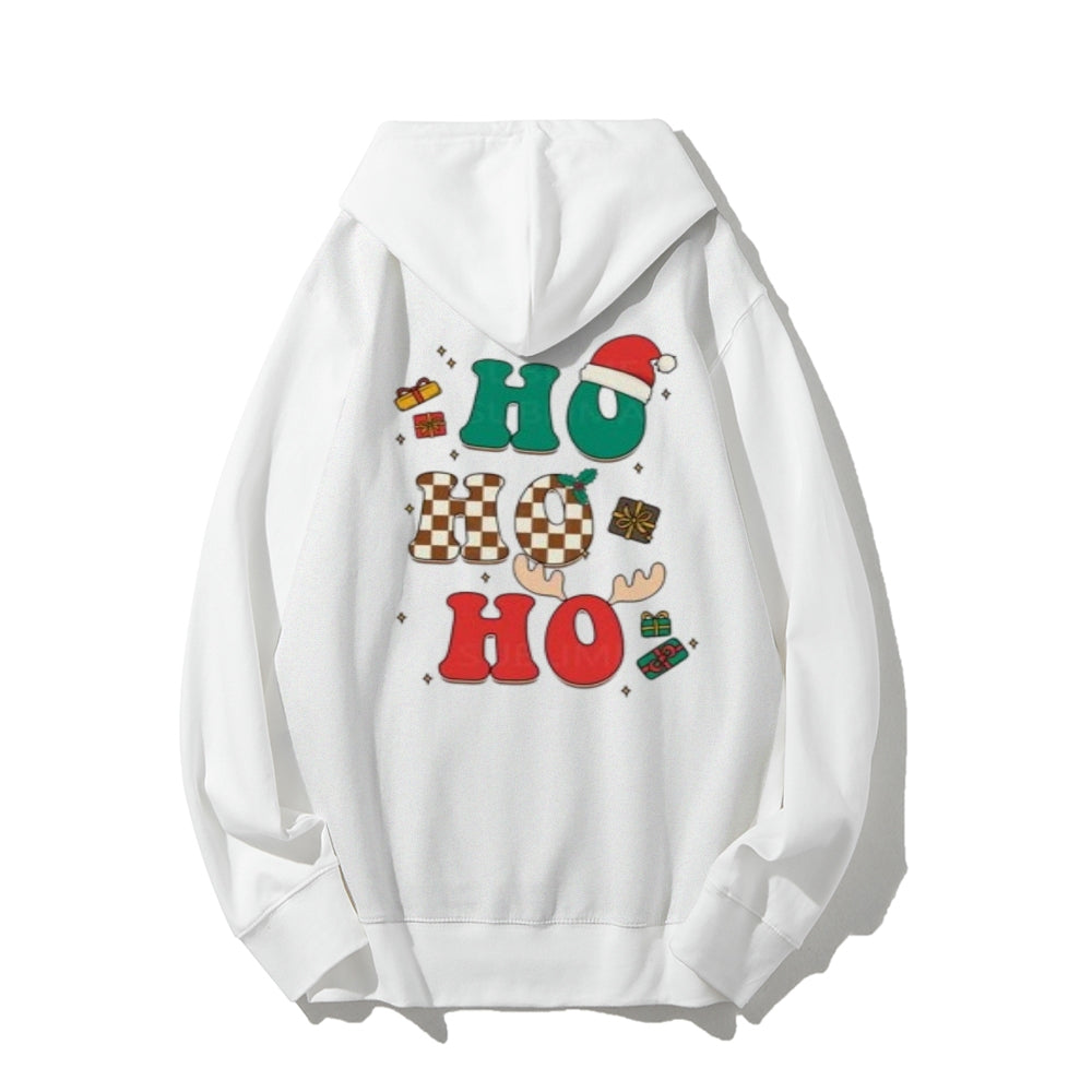 Happy Christmas Holiday Graphic Pullover With Kangaroo Pocket Hoodies