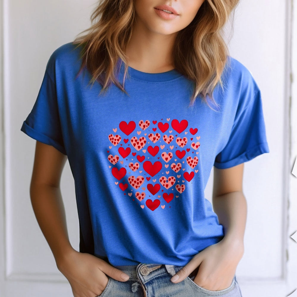 Women Happy Valentine's Day Red Heart Print Graphic T-shirt