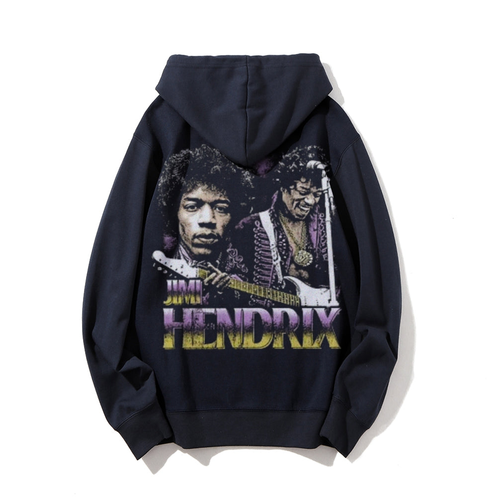 Mens Vintage Hendrix Darkness Style Print  Graphic Pullover With Kangaroo Pocket Hoodies