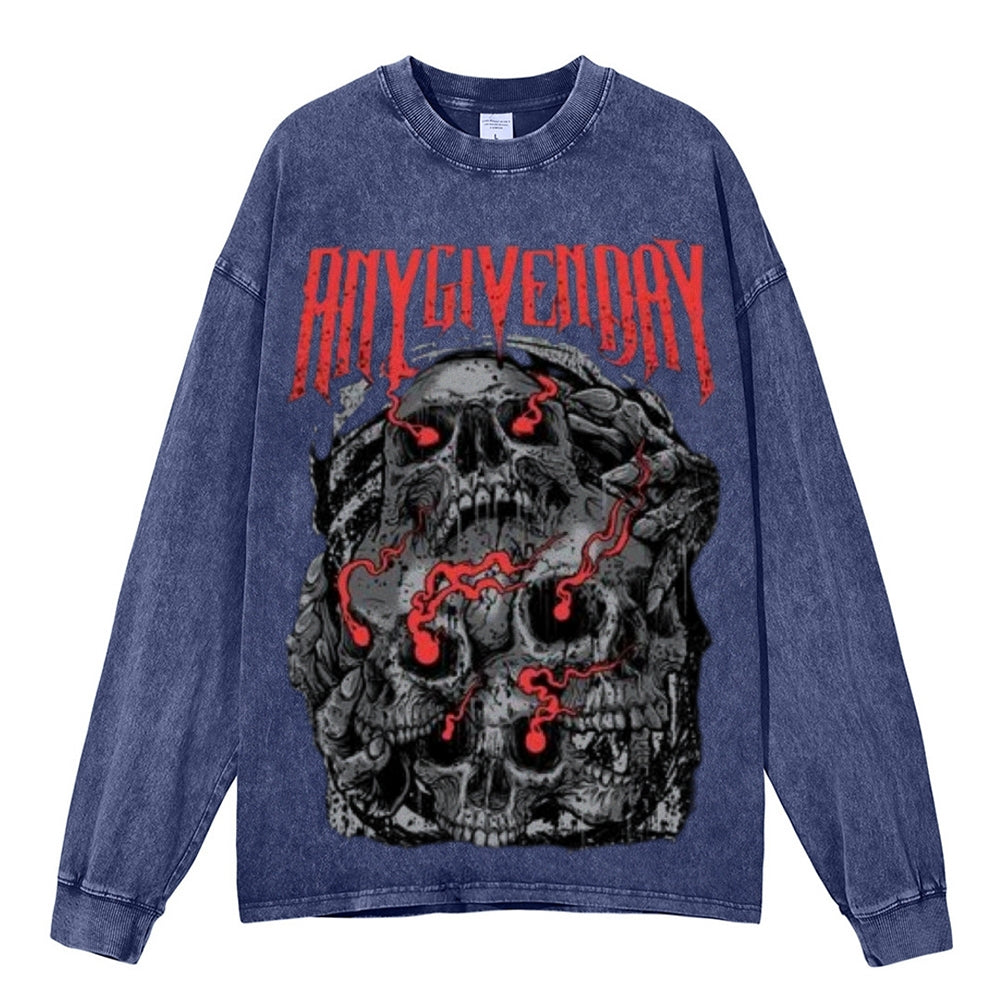 Oversized Vintage Washed Gothic Grunge Graphic Sweatshirt